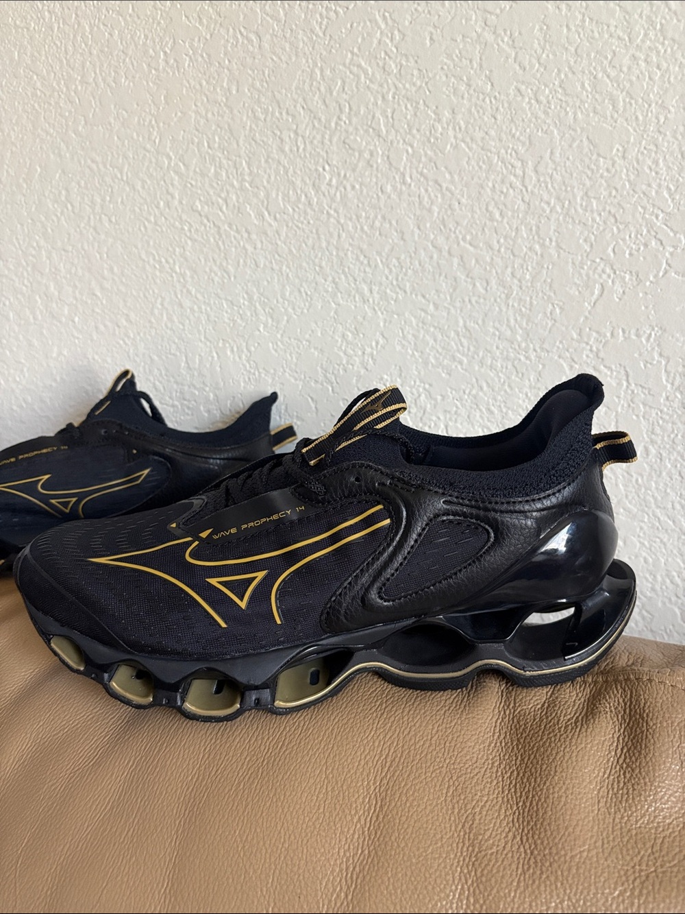 Mizuno Wave Prophecy X Men’s Black with Gold Accent Running Shoes